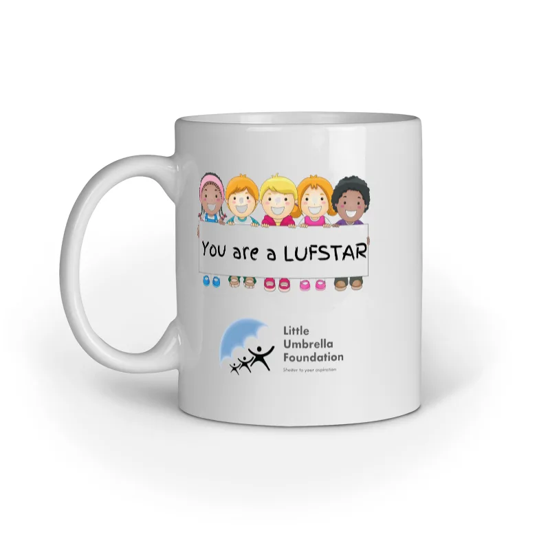 LUFSTAR: White Ceramic Mug - Sip for a Brighter Future