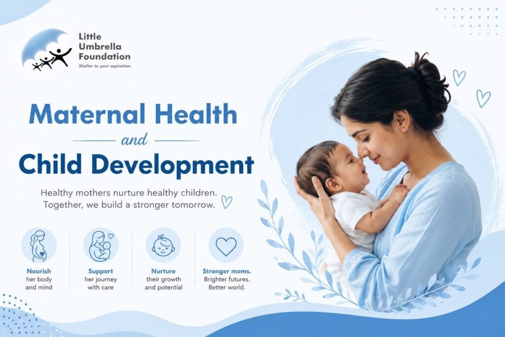 A mother lovingly interacting with her infant, symbolizing the connection between maternal health, emotional wellbeing, and healthy child development