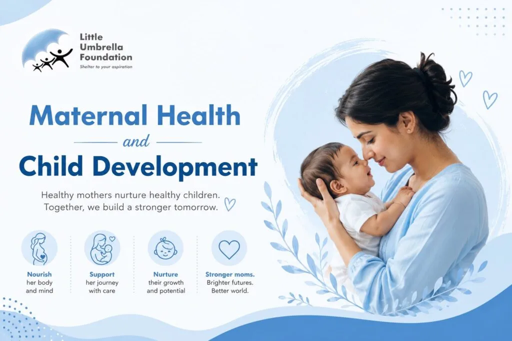 A mother lovingly interacting with her infant, symbolizing the connection between maternal health, emotional wellbeing, and healthy child development